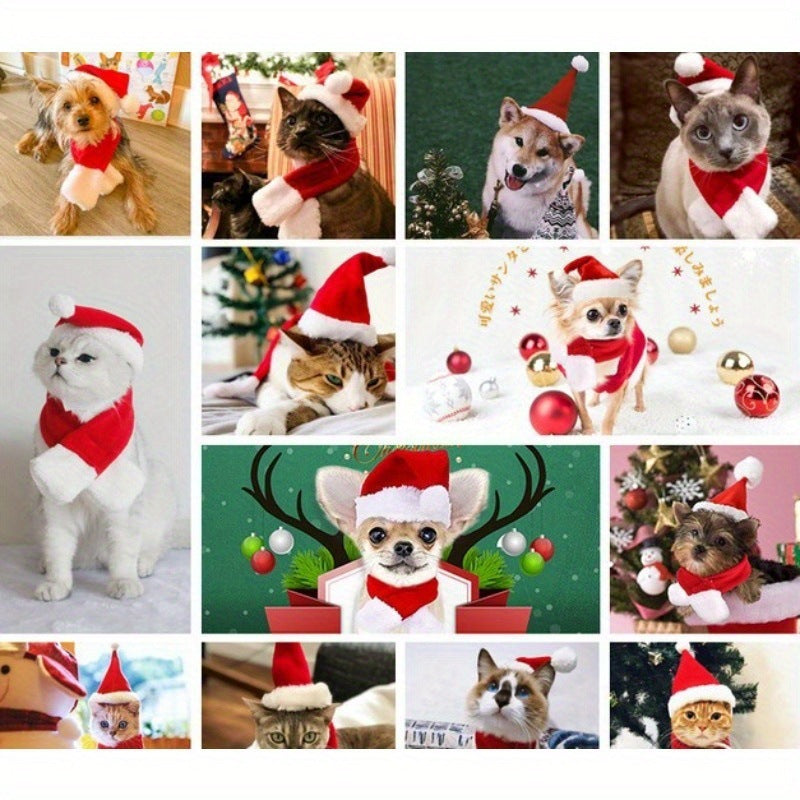Pet Christmas Hat and Scarf Set