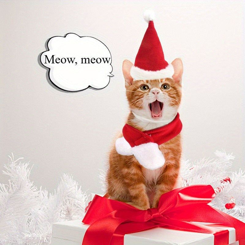 Pet Christmas Hat and Scarf Set